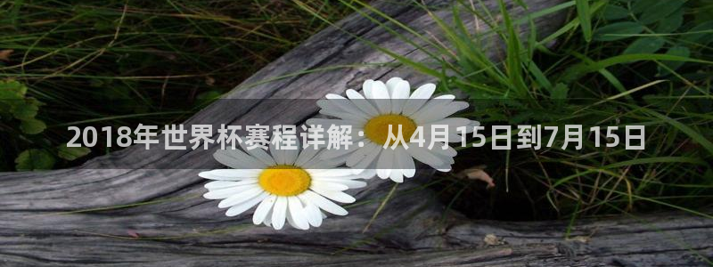2026世预赛赛程：2018年世界杯赛程详解：从4月15日到7月15日